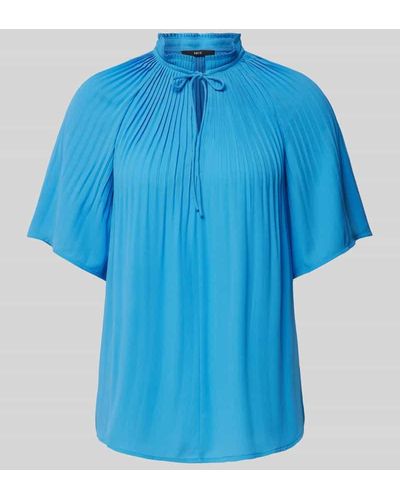 Zero Bluse mit Stehkragen und Schnürung - Blau