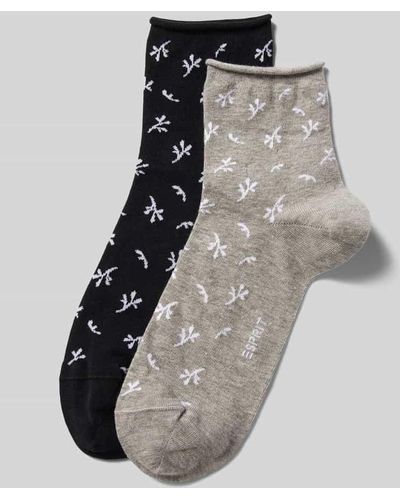 Esprit Socken mit Allover-Muster Modell 'Twing' im 2er-Pack - Schwarz