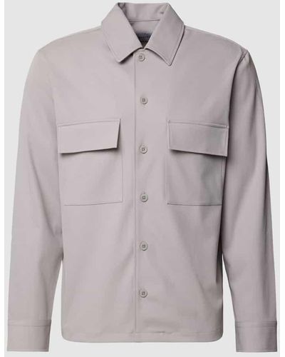 Calvin Klein Hemdjacke mit Brusttaschen - Grau