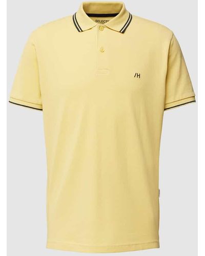 SELECTED Poloshirt mit Kontraststreifen - Gelb