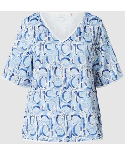 JOOP! BODYWEAR Pyjama-Oberteil mit Logo-Muster - Blau