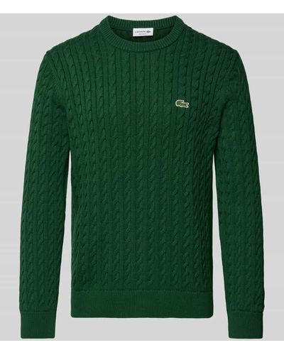 Lacoste Regular Fit Strickpullover mit Label-Stitching - Grün