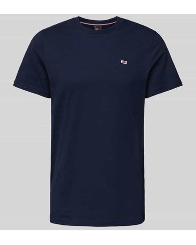 Tommy Hilfiger T-Shirt mit Label-Stitching - Blau