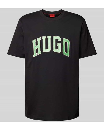 HUGO T-Shirt mit Label-Stitching Modell 'DEAKANDTI' - Schwarz