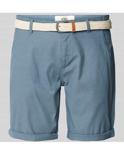 Redefined Rebel Regular Fit Shorts mit Gürtel Modell 'NEBRASKA' - Blau