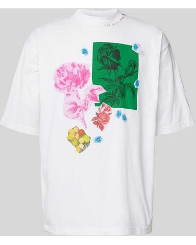Marni T-Shirt mit floralem Print - Weiß