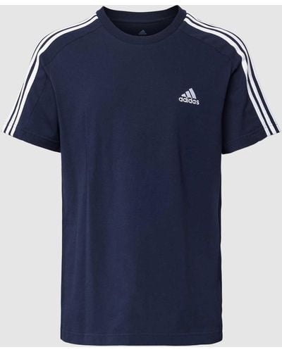 adidas T-Shirt mit Kontraststreifen - Blau