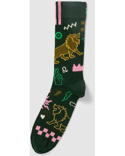 Happy Socks Socken mit Motiv-Prints Modell 'Leo' - Grün