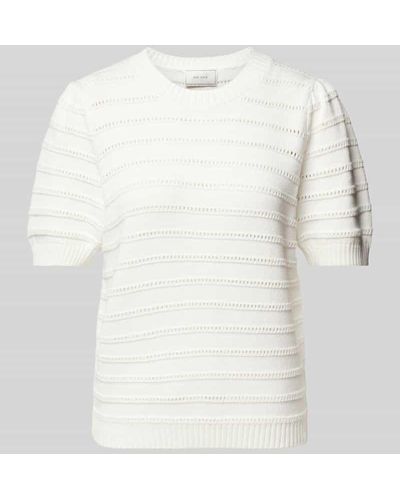 Neo Noir Strickshirt mit Lochmuster Modell 'Sidra Stitch' - Weiß