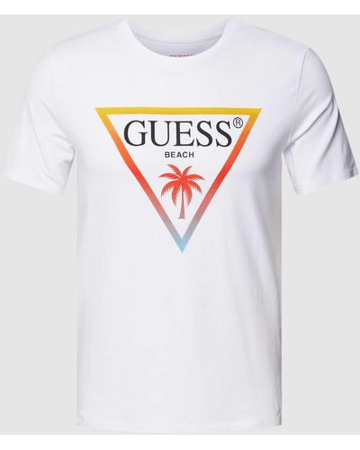 Guess T-shirt Met Labelprint - Wit