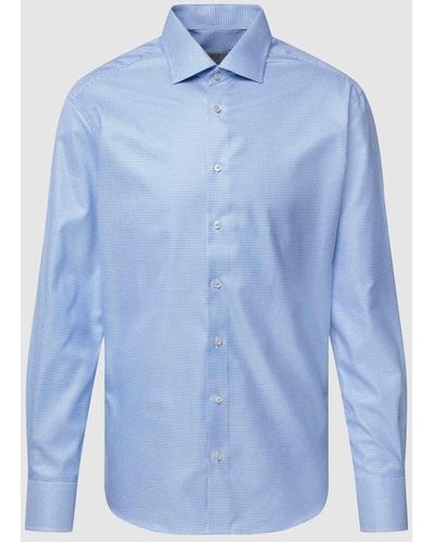 Eterna Slim Fit Business-Hemd mit Strukturmuster - Blau
