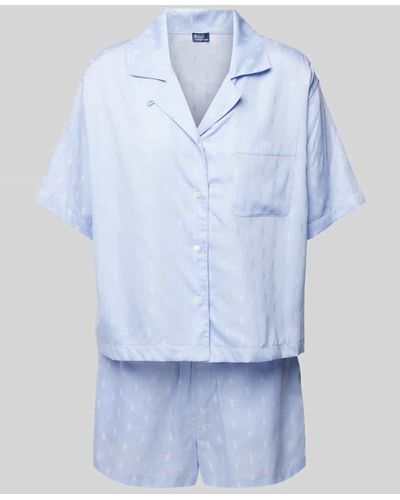 Polo Ralph Lauren Pyjama mit Allover-Logo-Muster - Blau