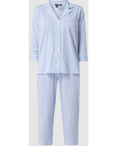 Lauren by Ralph Lauren Pyjama Met Streepmotief - Blauw