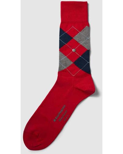 Burlington Socken mit Karomuster Modell 'MANCHESTER' - Rot
