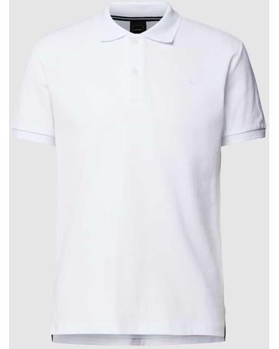 Geox Poloshirt mit Seitenschlitzen Modell 'Piquee uni' - Weiß