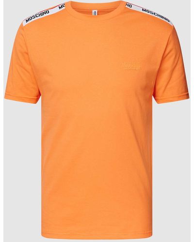 Moschino T-shirt Met Geribde Ronde Hals - Oranje