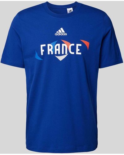 adidas T-Shirt mit Label-Print Modell 'FRANCE' - Blau