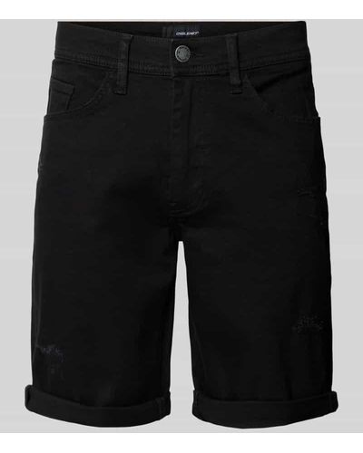 Blend Regular Fit Jeansshorts im Destroyed-Look - Schwarz