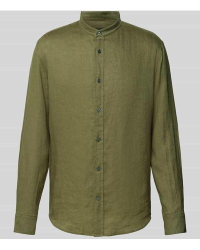 DRYKORN Regular Fit Leinenhemd mit Stehkragen Modell 'TAROK' - Grün