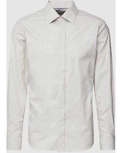 Eton Regular Fit Zakelijk Overhemd Met Structuurmotief - Wit