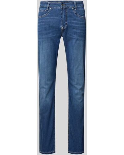 M·a·c Slim Fit Jeans Met Knoopsluiting - Blauw