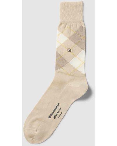 Burlington Socken mit Karomuster Modell 'MANCHESTER' - Weiß