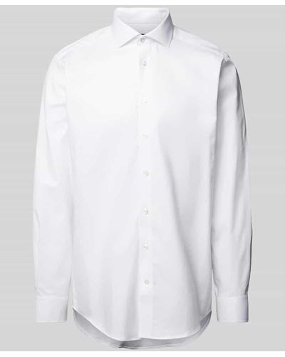 Bruun & Stengade Loose Fit Business-Hemd mit Allover-Muster Modell 'BEGOVIC' - Weiß