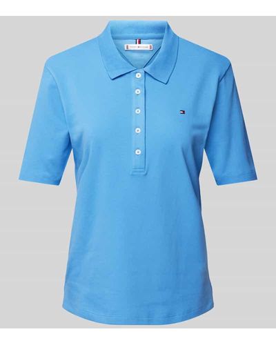 Tommy Hilfiger Poloshirt mit kurzer Knopfleiste - Blau
