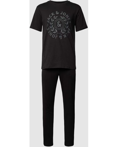 Jack & Jones Pyjama Met Labelprint - Zwart