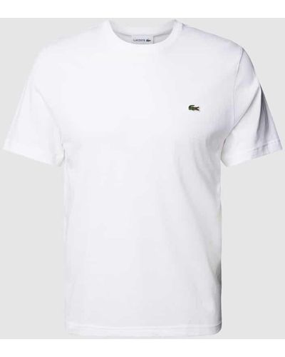 Lacoste T-Shirt mit Rundhalsausschnitt und Label-Stitching - Weiß