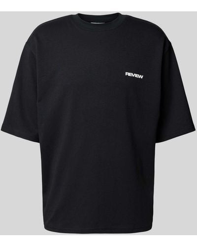 Review T-shirt Met Labeldetail - Zwart