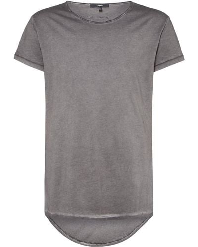 Tigha Vokuhila T-Shirt im Washed Out Look - Grau