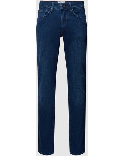 Brax Slim Fit Jeans mit Kontrastnähten Modell 'Chris' - Blau