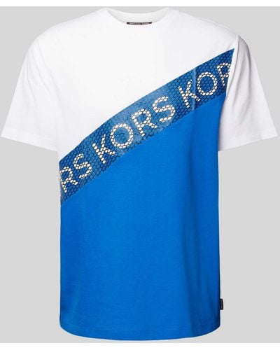 Michael Kors T-Shirt mit Label-Print Modell 'EMPIRE STRIPE' - Blau