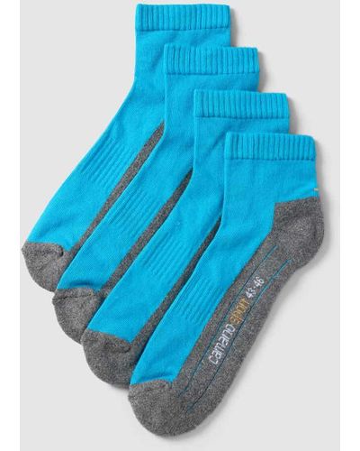 Camano Socken mit Label-Print im 4er-Pack - Blau