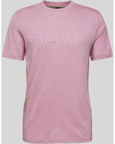 BOSS T-Shirt mit Label-Print - Pink