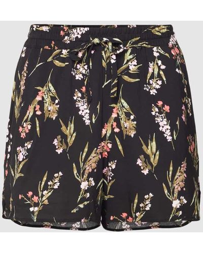 Vero Moda Shorts mit floralem Muster aus reiner Viskose Modell 'EASY' - Schwarz