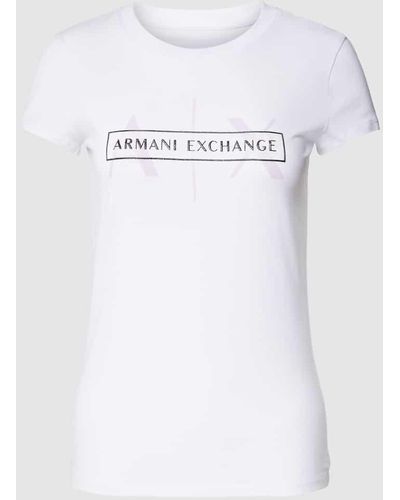 Armani Exchange T-Shirt mit Label-Schriftzug - Weiß