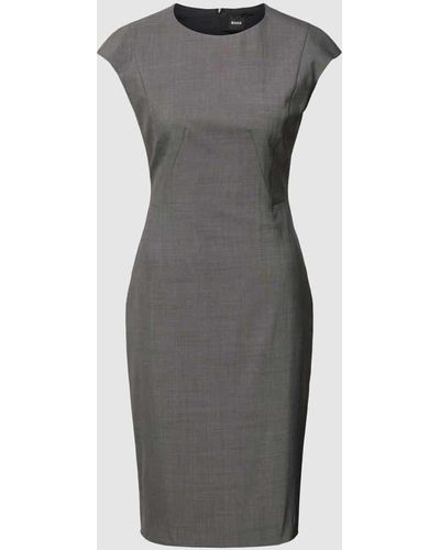 BOSS Knielanges Kleid mit Rundhalsausschnitt Modell 'Dironah' - Grau