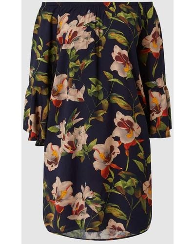 Apricot Off-Shoulder-Kleid mit floralem Muster - Schwarz
