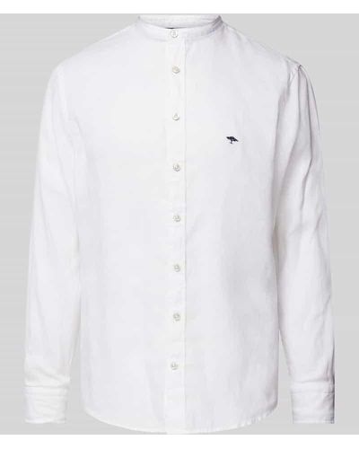Fynch-Hatton Regular Fit Freizeithemd aus Leinen mit Maokragen - Weiß
