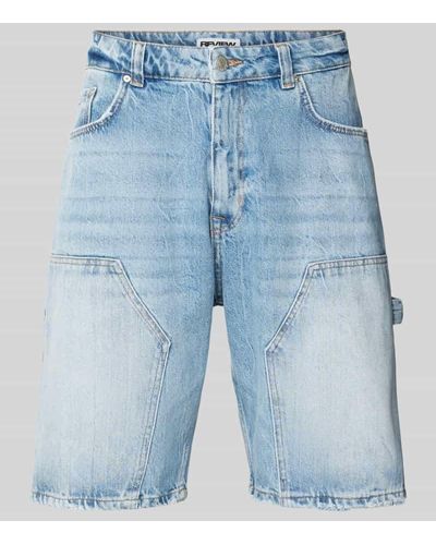 Review Jeansshorts im Used-Look - Blau