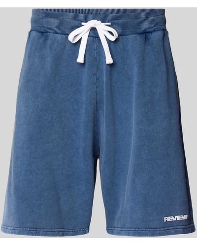 Review Regular Fit Sweatpants Met Labelprint - Blauw