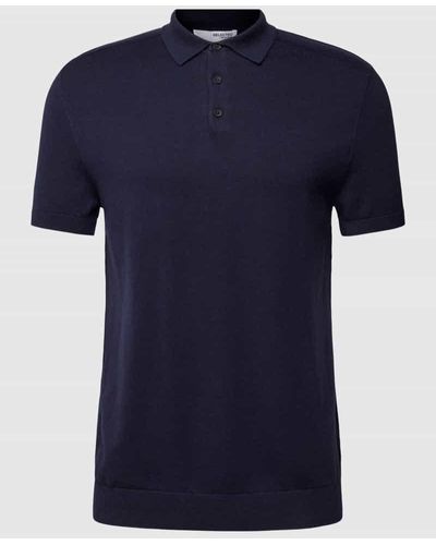 SELECTED Poloshirt mit kurzer Knopfleiste Modell 'BERG' - Blau