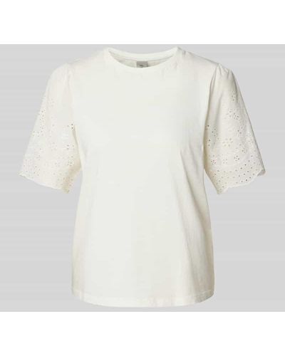 Y.A.S T-Shirt mit Lochstickerei Modell 'LEX' - Weiß