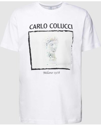 carlo colucci T-Shirt mit Motiv- und Label-Print - Mehrfarbig