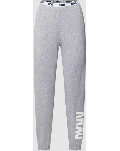 DKNY Pyjama-Hose mit Logo-Bund Modell 'Sleep Jogger' - Grau