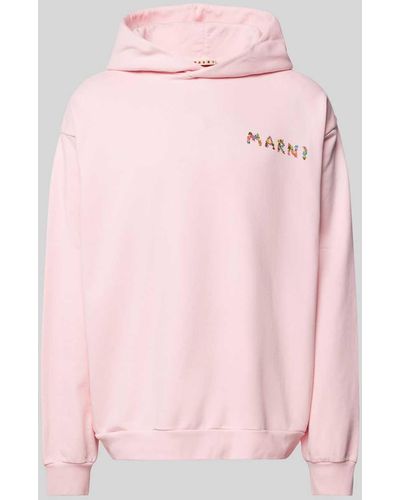 Marni Oversized Hoodie mit Label-Print - Pink