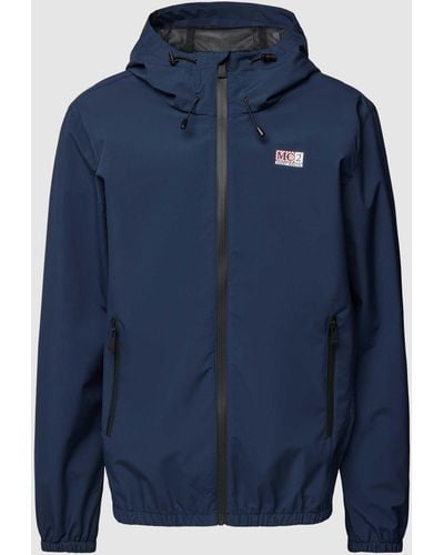 Mc2 Saint Barth Windbreaker Met Labeldetail - Blauw