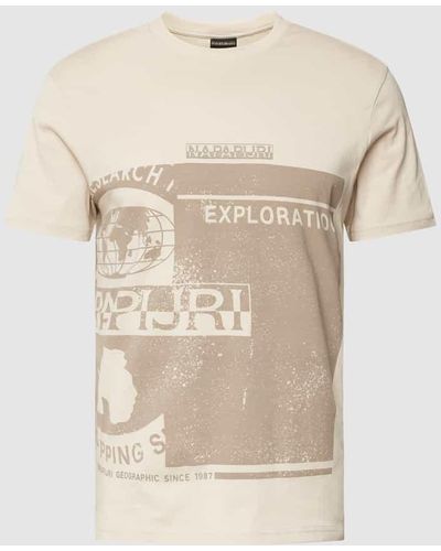 Napapijri T-Shirt mit Label-Statement-Print Modell 'MANTA' - Natur